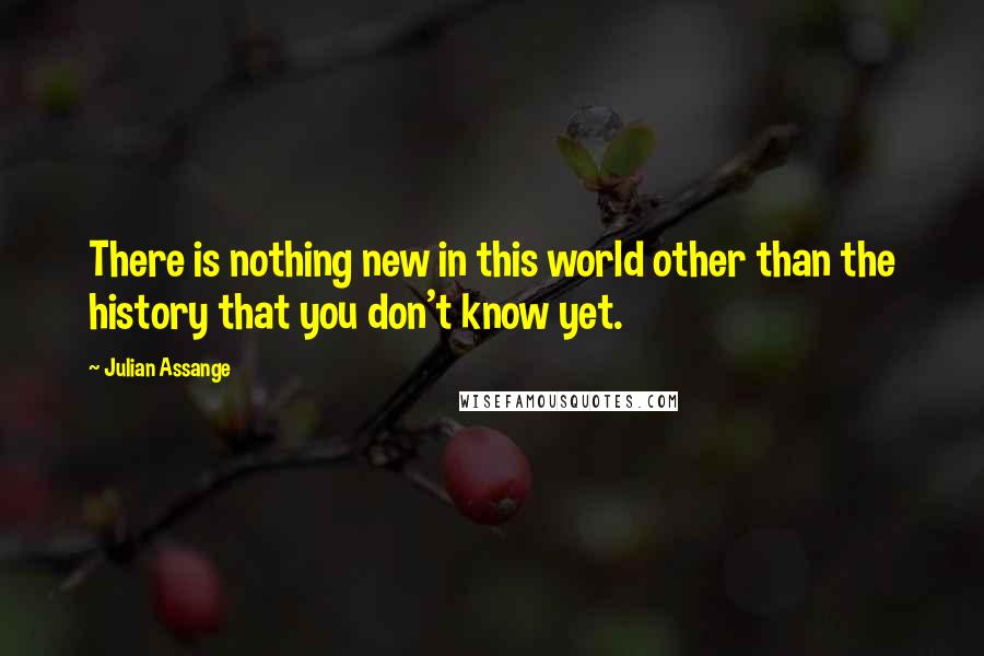 Julian Assange quotes: There is nothing new in this world other than the history that you don't know yet.
