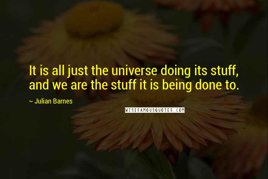 Julian Barnes quotes: It is all just the universe doing its stuff, and we are the stuff it is being done to.