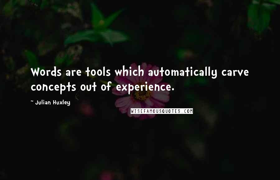 Julian Huxley quotes: Words are tools which automatically carve concepts out of experience.