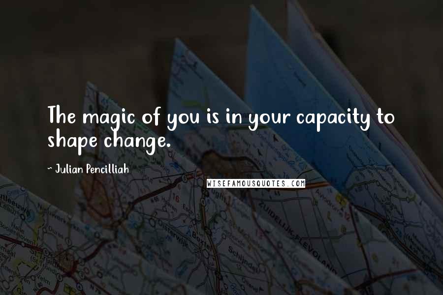 Julian Pencilliah quotes: The magic of you is in your capacity to shape change.