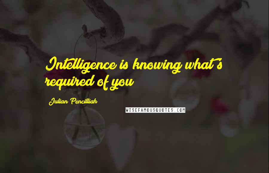 Julian Pencilliah quotes: Intelligence is knowing what's required of you