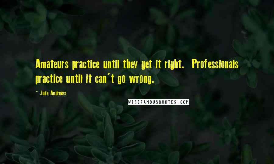 Julie Andrews quotes: Amateurs practice until they get it right. Professionals practice until it can't go wrong.