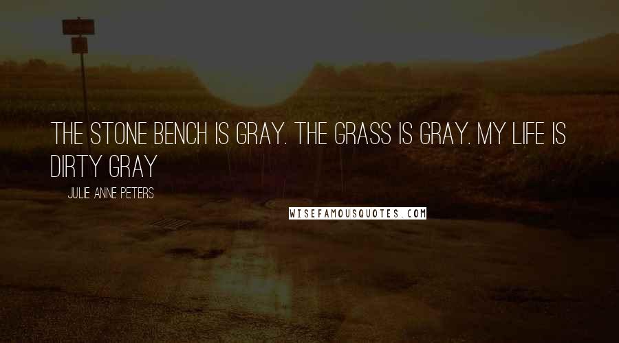 Julie Anne Peters quotes: The stone bench is gray. The grass is gray. My life is dirty gray