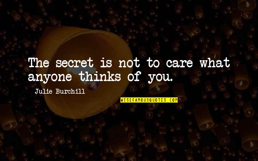 Julie Burchill Quotes By Julie Burchill: The secret is not to care what anyone Julie Burchill Quotes By Julie Burchill: The secret is not to care what anyone