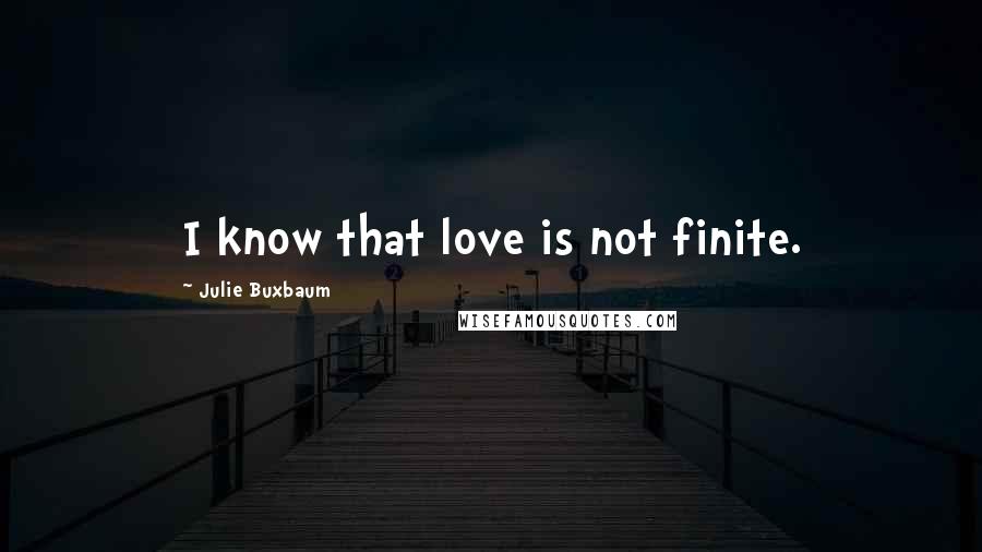 Julie Buxbaum quotes: I know that love is not finite.