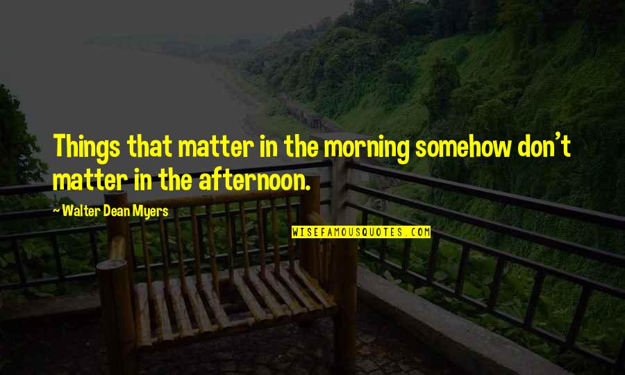 Julie Isphording Quotes By Walter Dean Myers: Things that matter in the morning somehow don't
