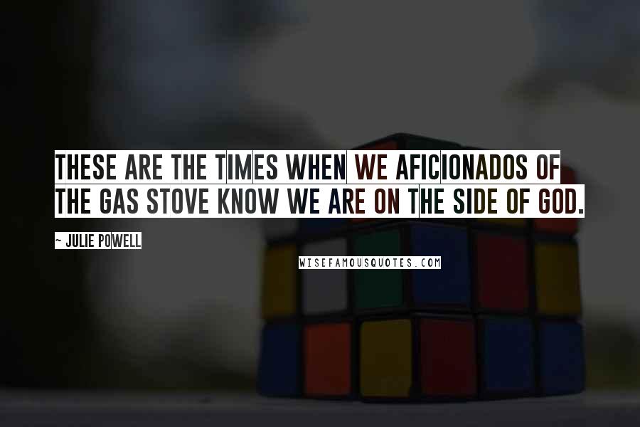 Julie Powell quotes: These are the times when we aficionados of the gas stove know we are on the side of God.