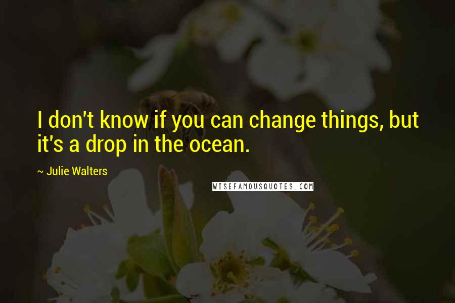Julie Walters quotes: I don't know if you can change things, but it's a drop in the ocean.