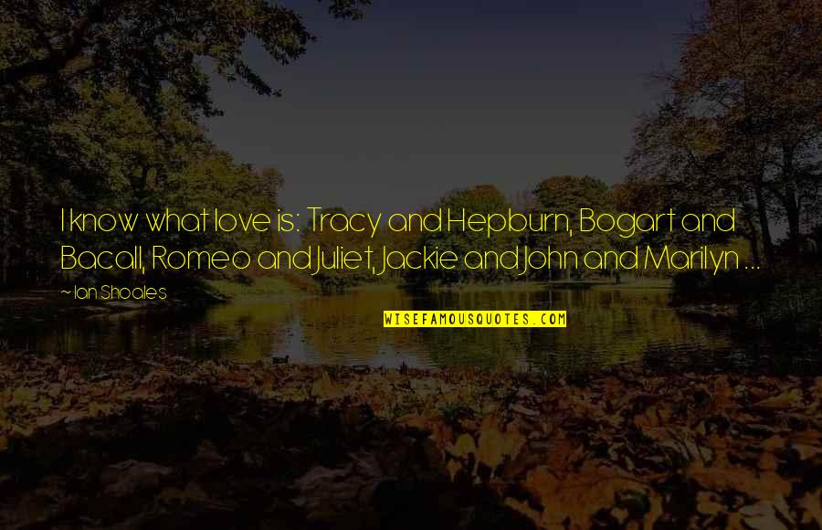 Juliet From Romeo And Juliet Quotes By Ian Shoales: I know what love is: Tracy and Hepburn,
