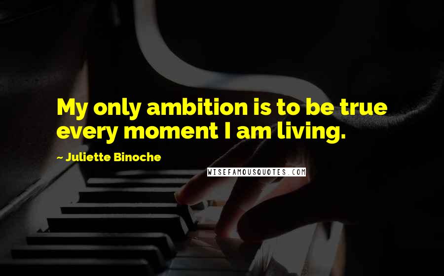 Juliette Binoche quotes: My only ambition is to be true every moment I am living.