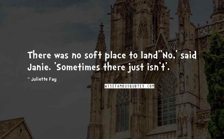 Juliette Fay quotes: There was no soft place to land''No,' said Janie. 'Sometimes there just isn't'.