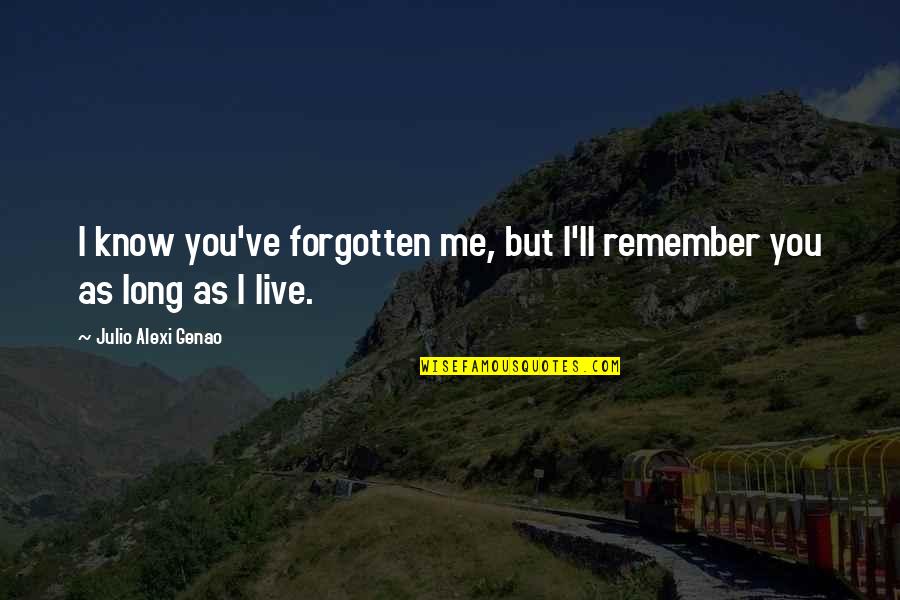 Julio-claudian Quotes By Julio Alexi Genao: I know you've forgotten me, but I'll remember