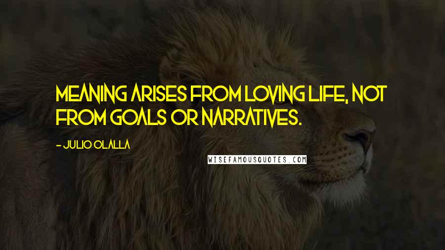 Julio Olalla quotes: Meaning arises from loving life, not from goals or narratives.