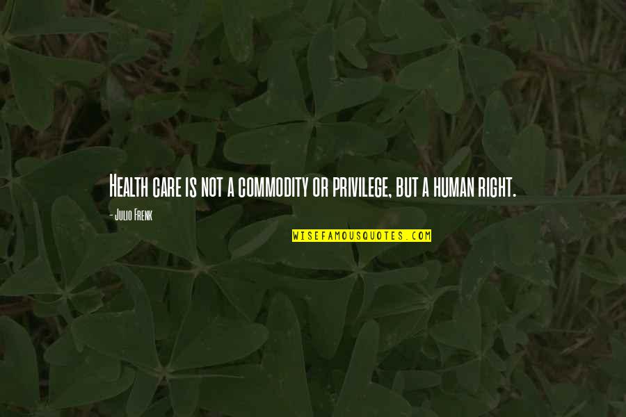 Julio Quotes By Julio Frenk: Health care is not a commodity or privilege,