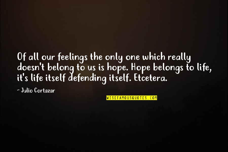 Julio's Quotes By Julio Cortazar: Of all our feelings the only one which