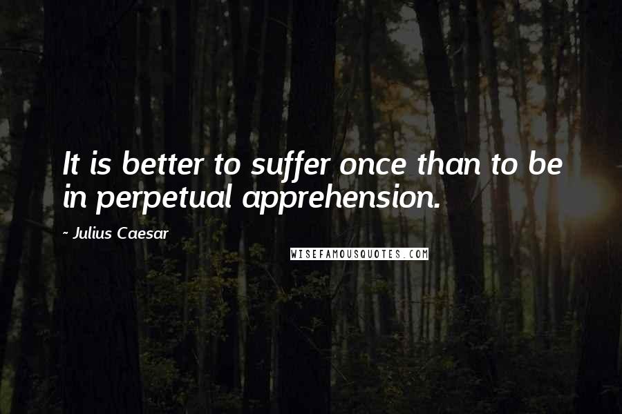 Julius Caesar quotes: It is better to suffer once than to be in perpetual apprehension. Julius Caesar quotes: It is better to suffer once than to be in perpetual apprehension.