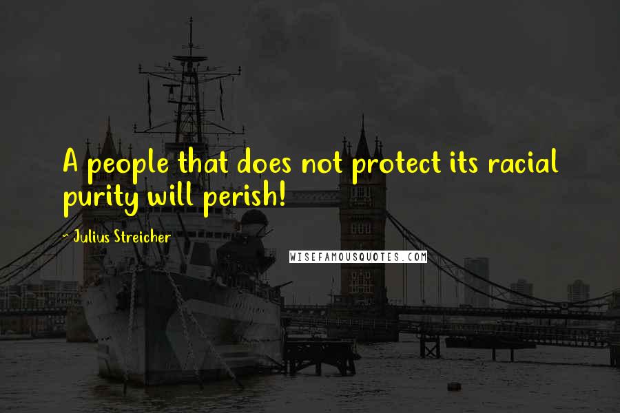 Julius Streicher quotes: A people that does not protect its racial purity will perish!