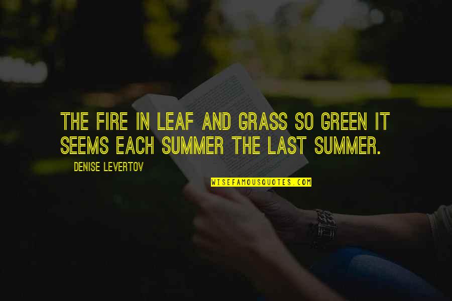 July 1 Quotes By Denise Levertov: The fire in leaf and grass so green