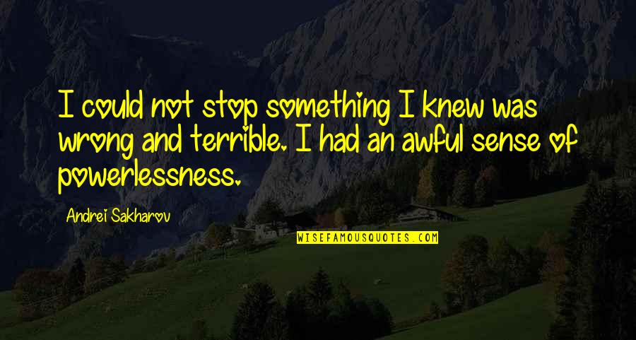 Jument En Quotes By Andrei Sakharov: I could not stop something I knew was