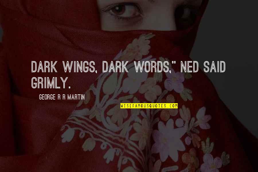 June Bride Quotes By George R R Martin: Dark wings, dark words," Ned said grimly.