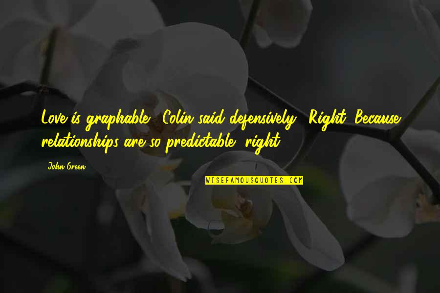 Juneshine Quotes By John Green: Love is graphable!" Colin said defensively. "Right. Because