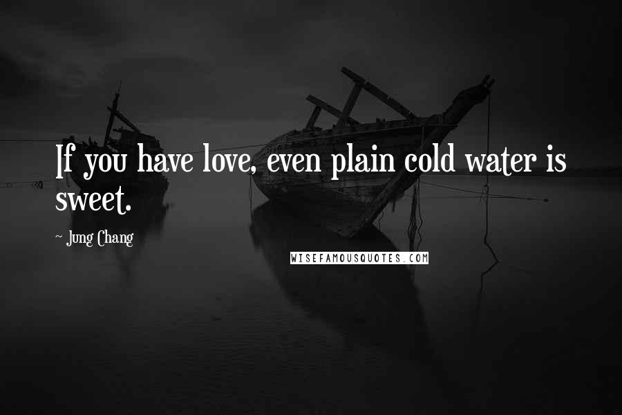 Jung Chang quotes: If you have love, even plain cold water is sweet.