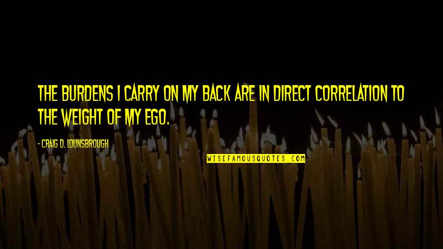 Jungblut Melanie Quotes By Craig D. Lounsbrough: The burdens I carry on my back are