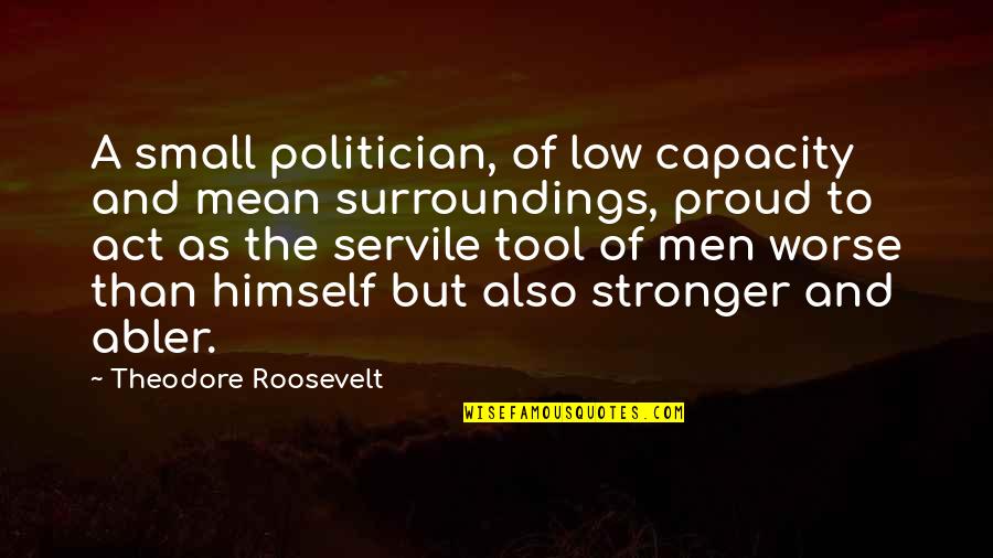 Junzi Columbia Quotes By Theodore Roosevelt: A small politician, of low capacity and mean