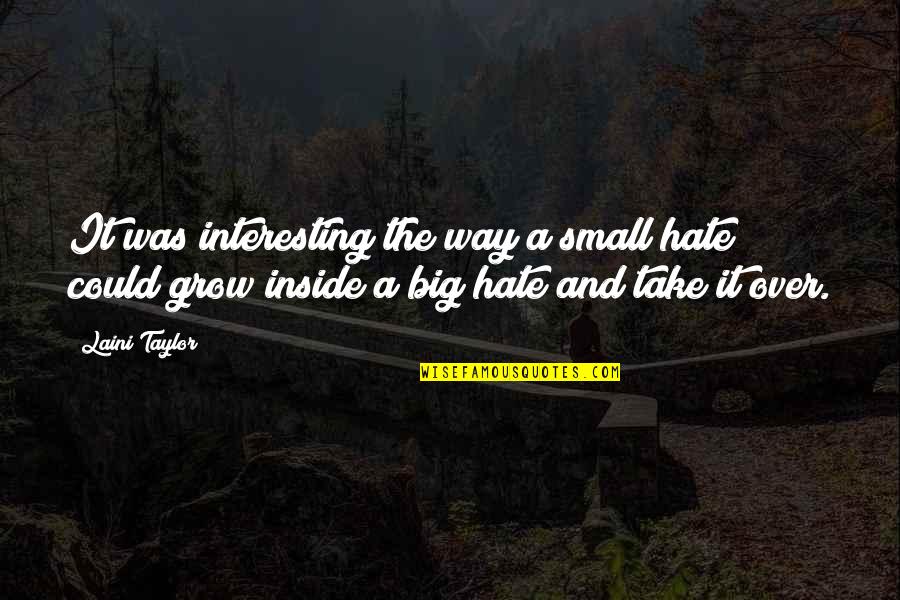Jurgens Explorer Quotes By Laini Taylor: It was interesting the way a small hate