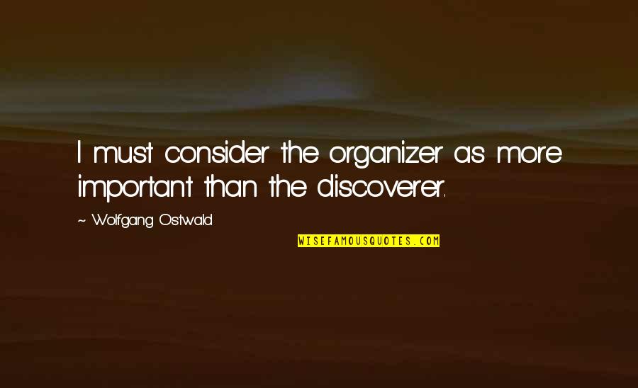 Jurnalist Quotes By Wolfgang Ostwald: I must consider the organizer as more important