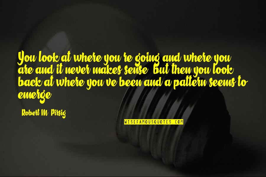 Jusquen Quotes By Robert M. Pirsig: You look at where you're going and where