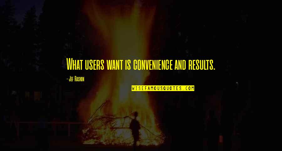Just A Convenience Quotes By Jef Raskin: What users want is convenience and results.