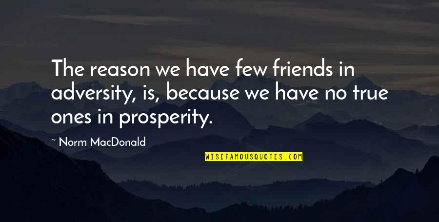 Just A Few Friends Quotes By Norm MacDonald: The reason we have few friends in adversity, Just A Few Friends Quotes By Norm MacDonald: The reason we have few friends in adversity,