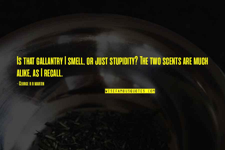 Just Alike Quotes By George R R Martin: Is that gallantry I smell, or just stupidity? Just Alike Quotes By George R R Martin: Is that gallantry I smell, or just stupidity?
