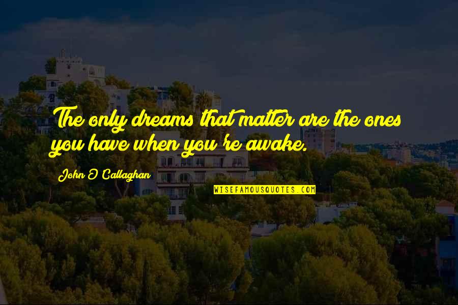 Just Awake Quotes By John O'Callaghan: The only dreams that matter are the ones