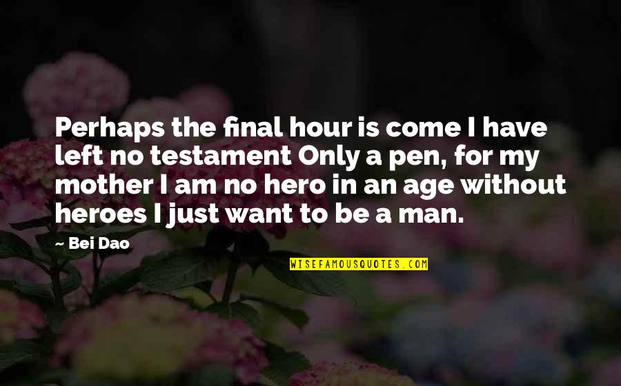 Just Be A Man Quotes By Bei Dao: Perhaps the final hour is come I have