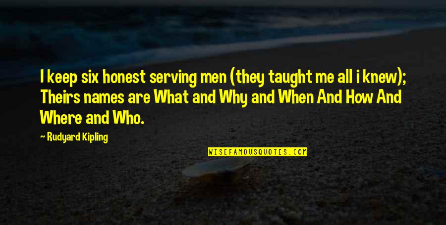 Just Be Honest With Me Quotes By Rudyard Kipling: I keep six honest serving men (they taught Just Be Honest With Me Quotes By Rudyard Kipling: I keep six honest serving men (they taught
