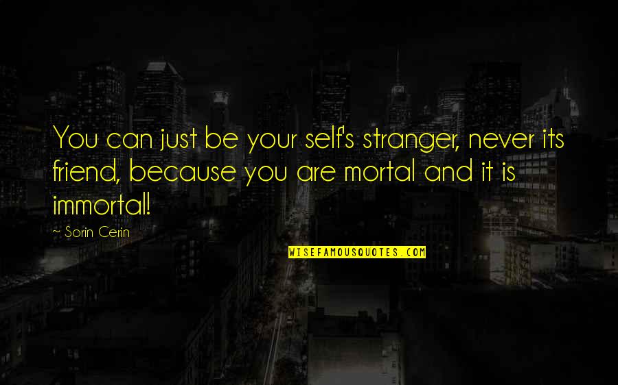 Just Be Your Friend Quotes By Sorin Cerin: You can just be your self's stranger, never