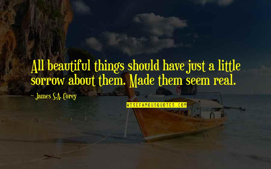 Just Beautiful Quotes By James S.A. Corey: All beautiful things should have just a little