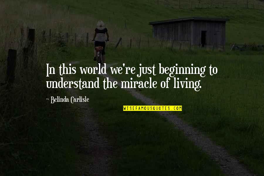 Just Beginning Quotes By Belinda Carlisle: In this world we're just beginning to understand