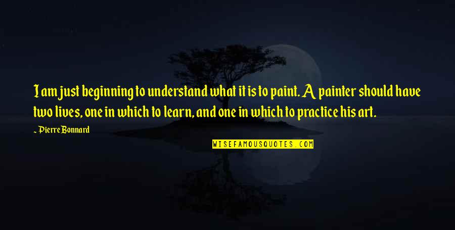 Just Beginning Quotes By Pierre Bonnard: I am just beginning to understand what it