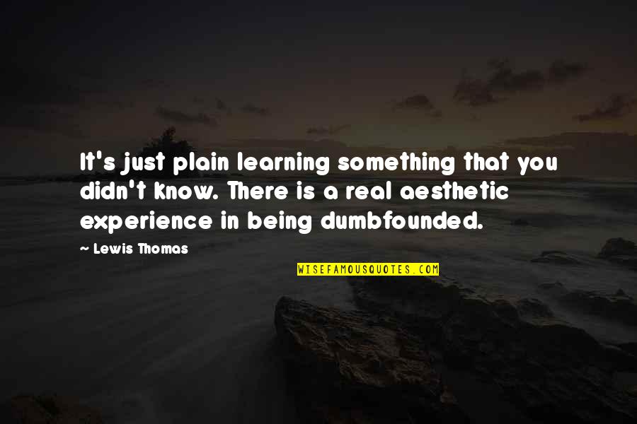 Just Being There Quotes By Lewis Thomas: It's just plain learning something that you didn't