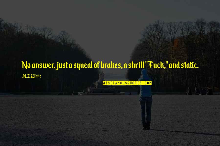 Just Brakes Quotes By N.E. White: No answer, just a squeal of brakes, a