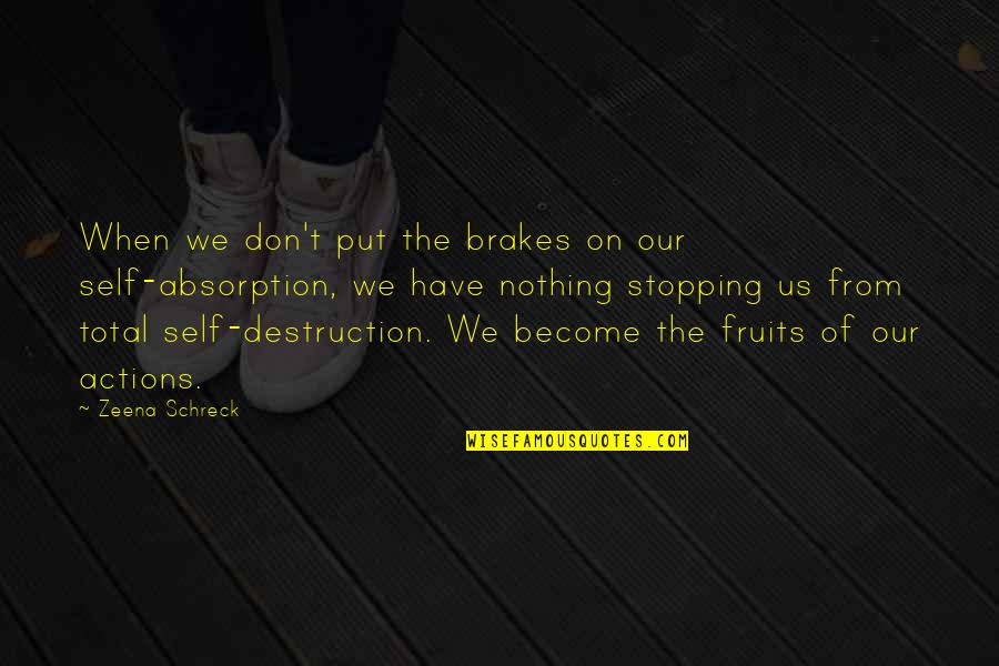 Just Brakes Quotes By Zeena Schreck: When we don't put the brakes on our