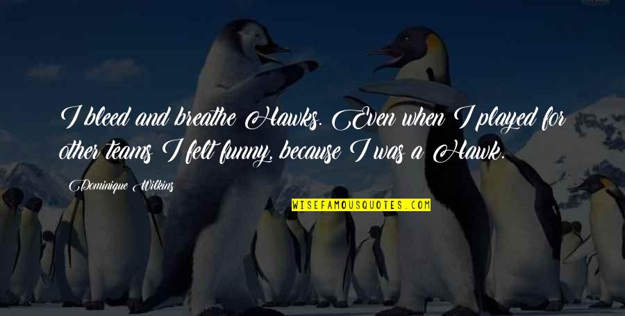 Just Breathe Funny Quotes By Dominique Wilkins: I bleed and breathe Hawks. Even when I