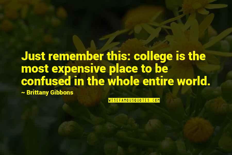 Just Brittany Quotes By Brittany Gibbons: Just remember this: college is the most expensive