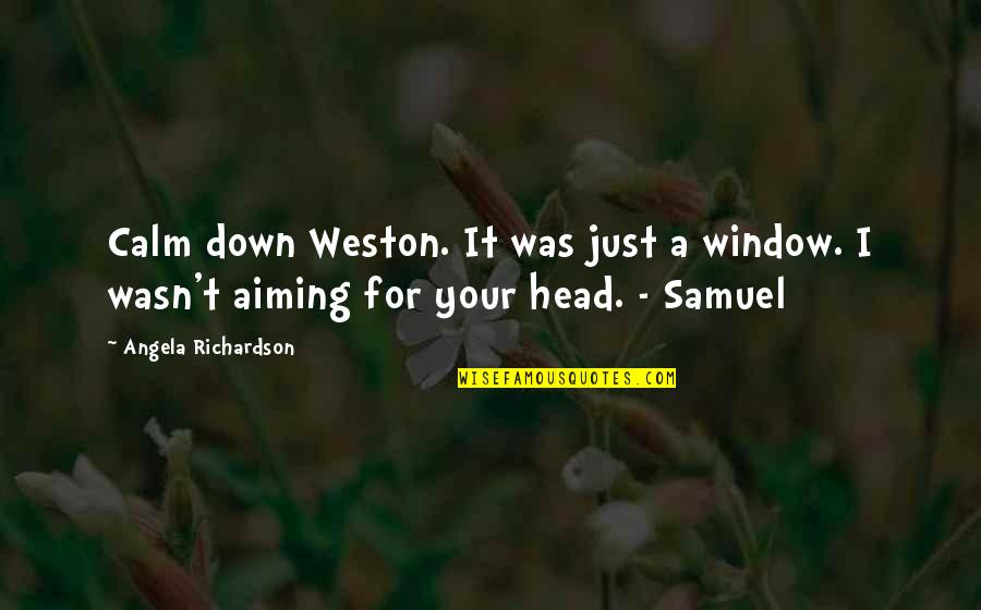 Just Calm Down Quotes By Angela Richardson: Calm down Weston. It was just a window.