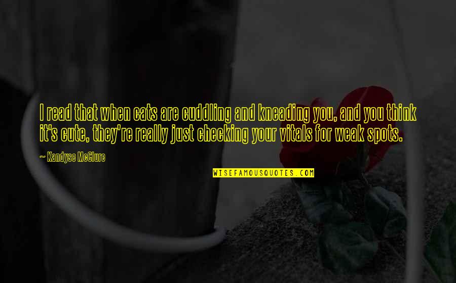 Just Checking On You Quotes By Kandyse McClure: I read that when cats are cuddling and Just Checking On You Quotes By Kandyse McClure: I read that when cats are cuddling and