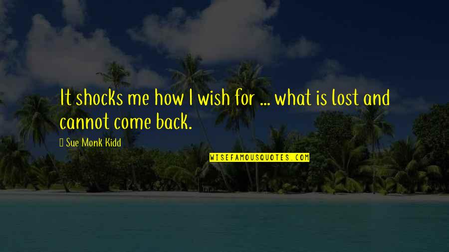 Just Come Back To Me Quotes By Sue Monk Kidd: It shocks me how I wish for ...