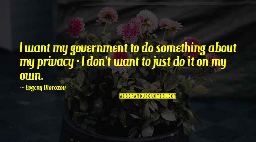 Just Do Something Quotes By Evgeny Morozov: I want my government to do something about